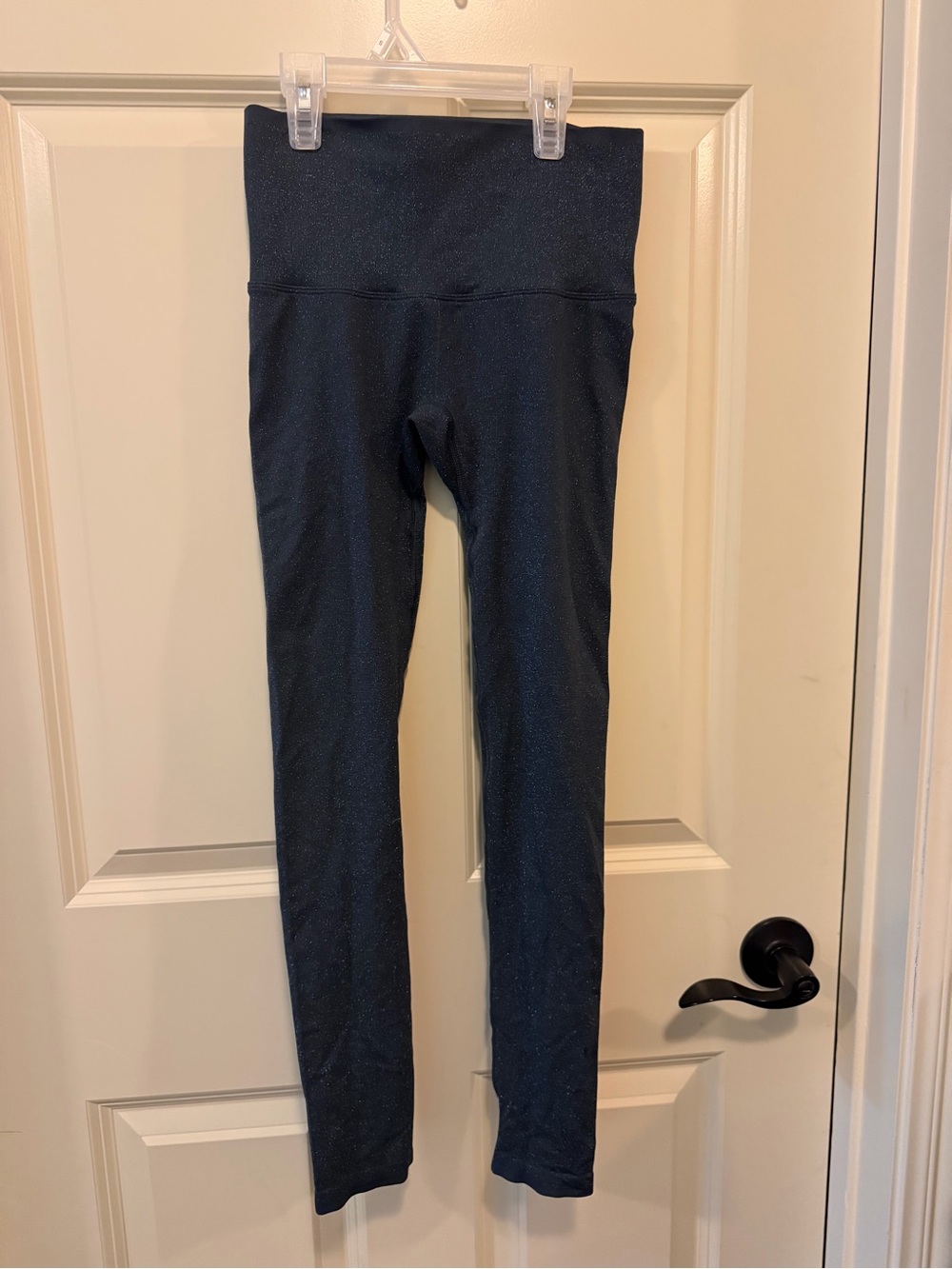 All in motion navy shimmer workout set with crop top and leggings